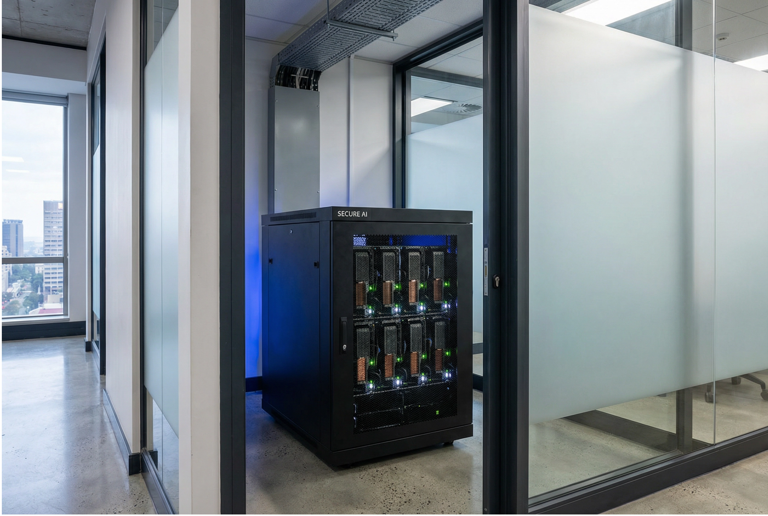 Secure AI server rack in Johannesburg office